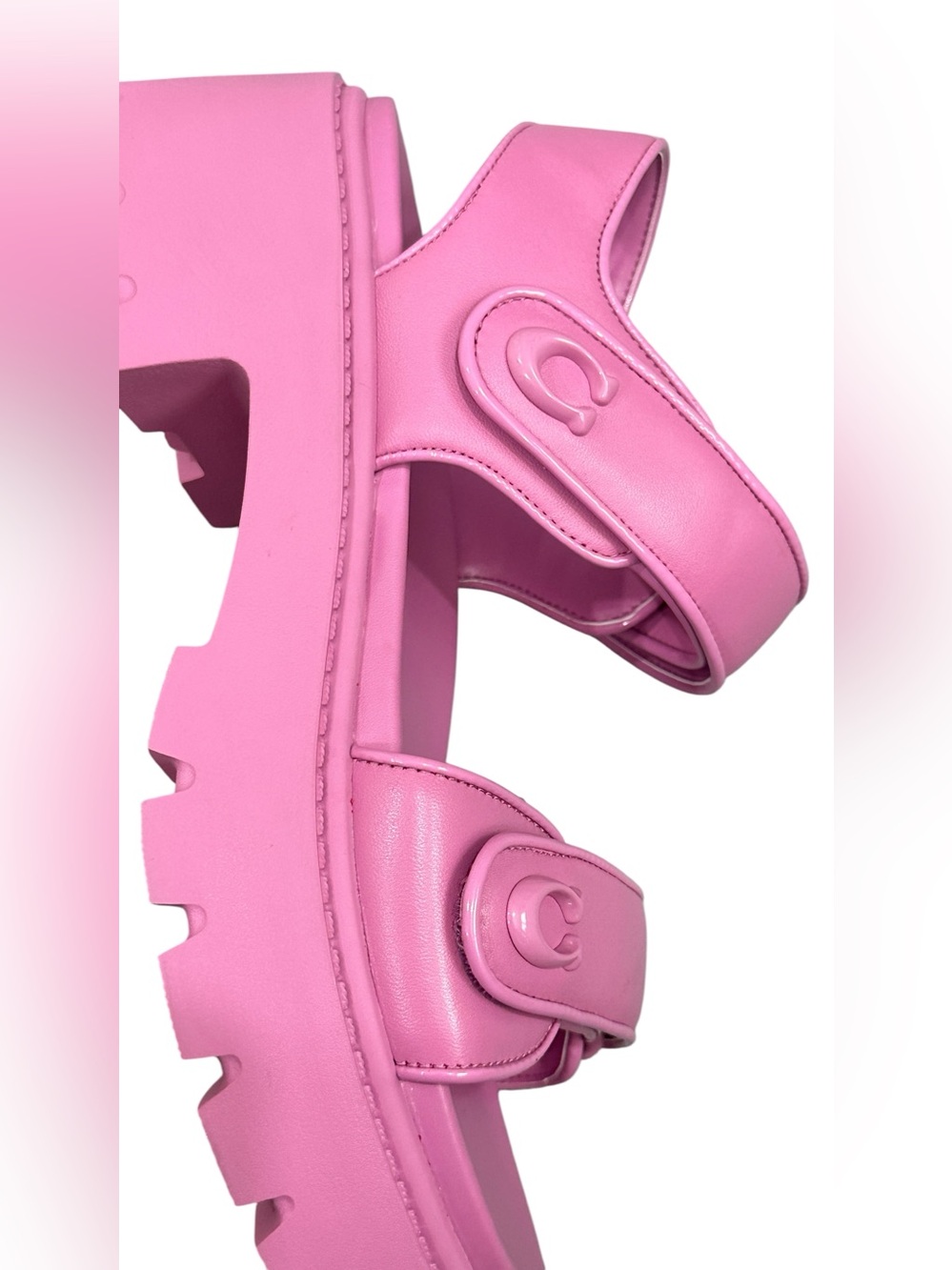 COACH Women's Pink Berry Brynn Double-Band Sporty Lug-SoleChunky Platform Sandal - Picture 13 of 16